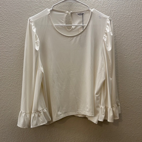 Measeor Tops - Elegant Cream Ruffle Sleeve Blouse